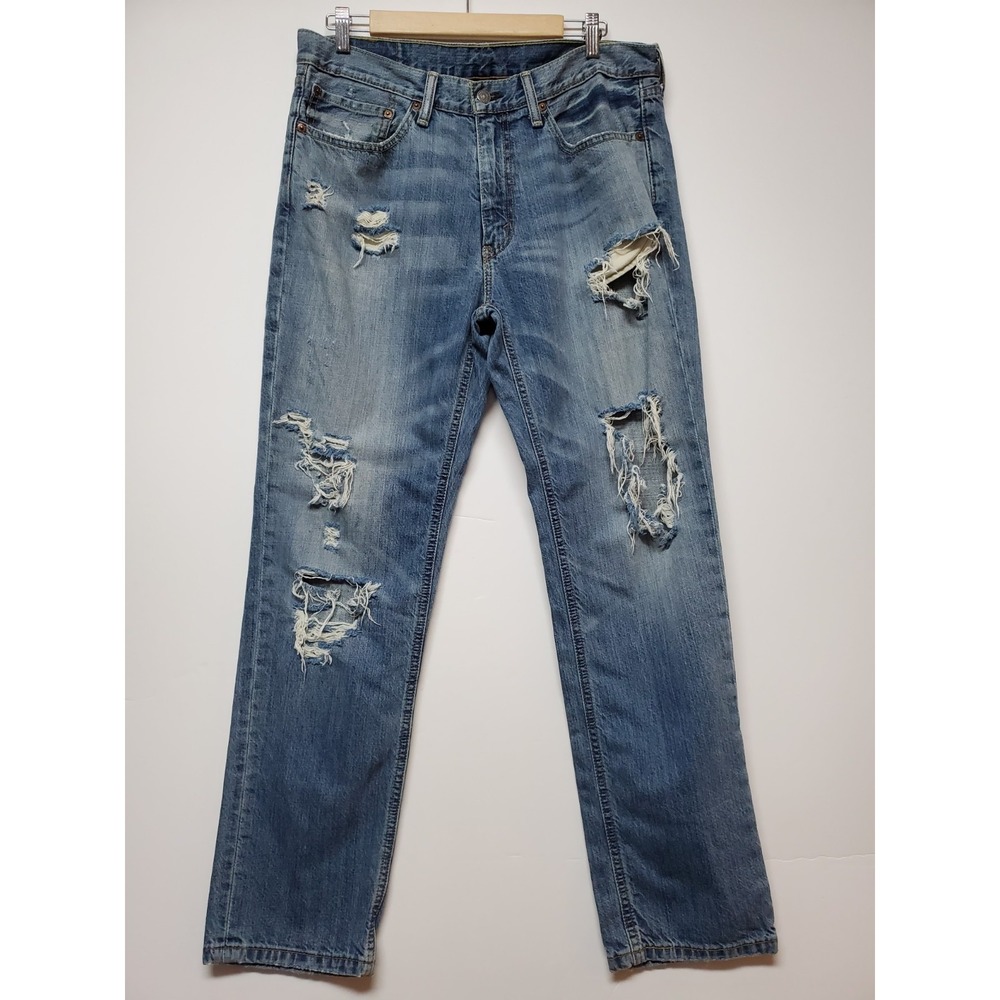 Vtg 541 Jeans Mens 34"W 32"L Distressed Destroyed Tag -Grunge Shredded Whiskers